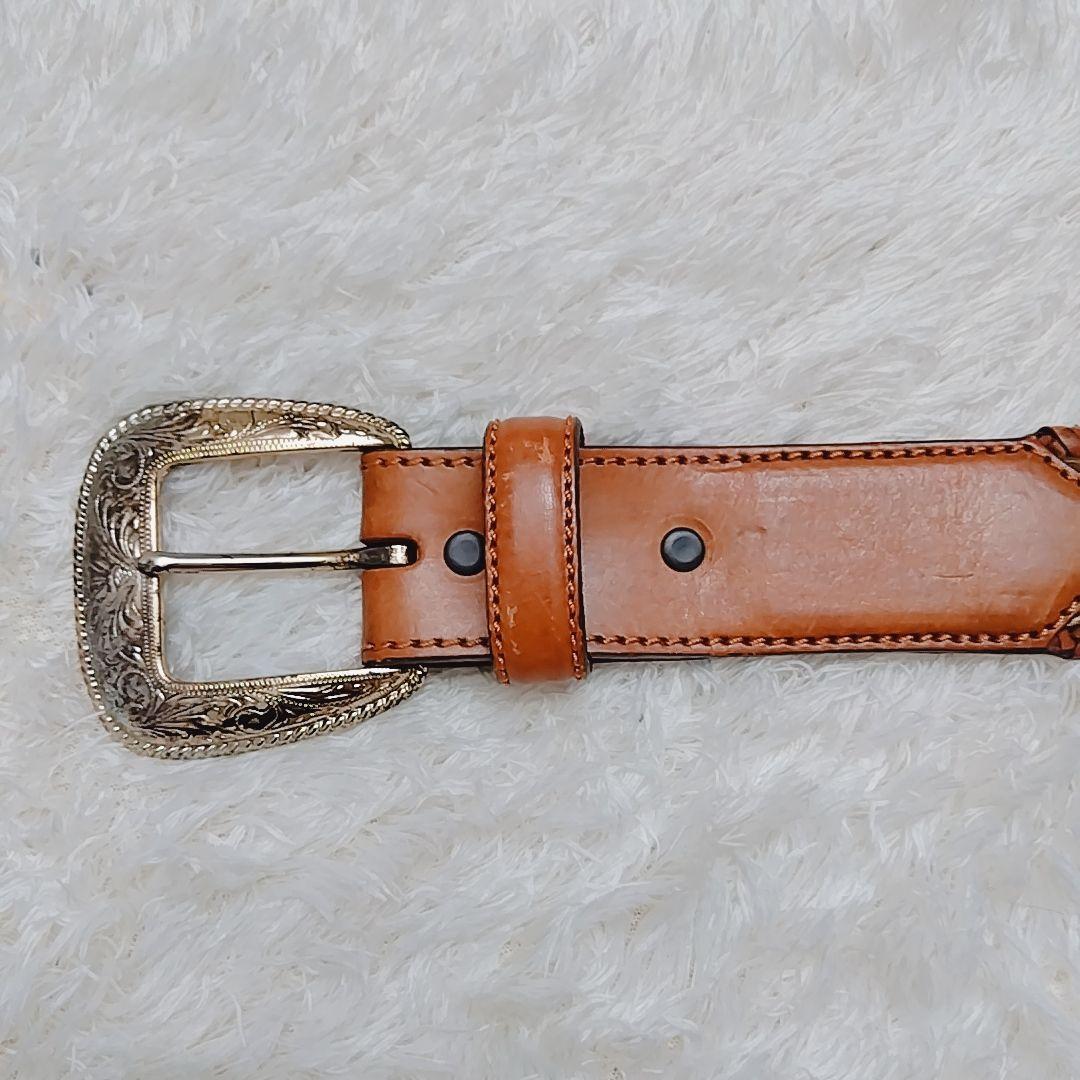 美品】トニーラマ ウエスタンベルト コンチョ レザー 唐草模様
