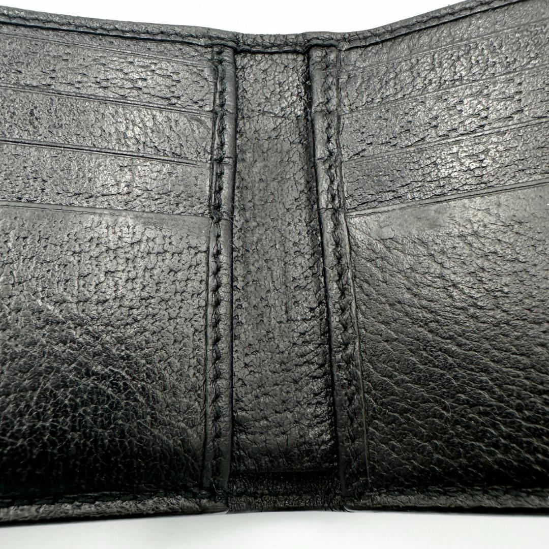 【美品】GGマーモント 折財布　レザー　ブラック　ゴールド金具