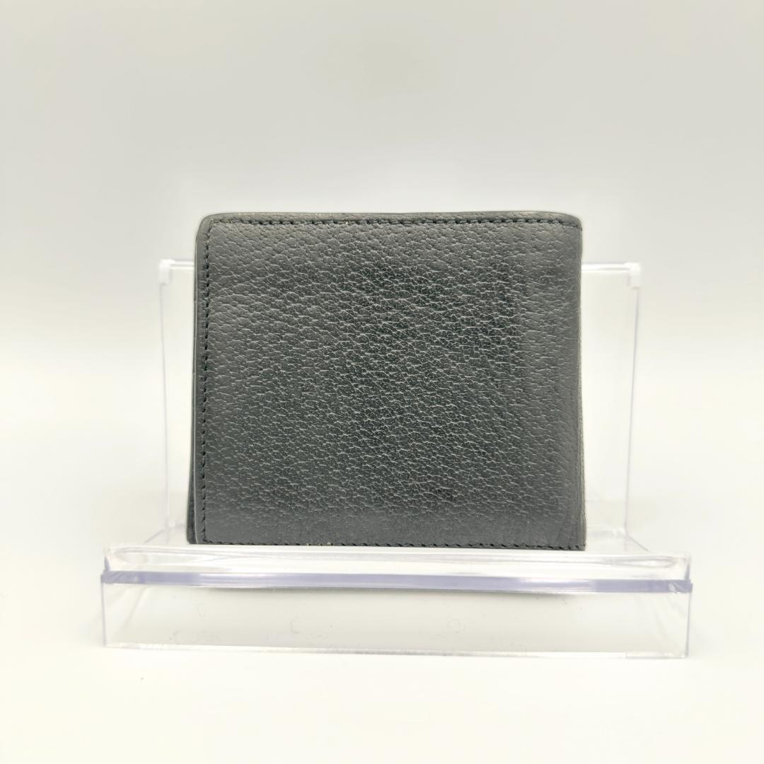 【美品】GGマーモント 折財布　レザー　ブラック　ゴールド金具