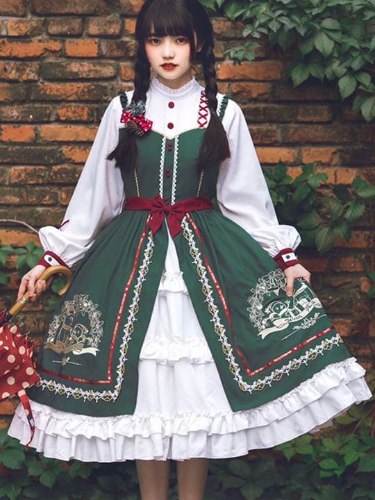 21年最新入荷 ロリィタ クリスマス ワンピース ロリータワンピース 新品 ひざ丈ワンピース Slcp Lk