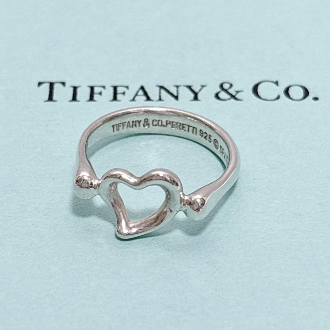 極美品!ティファニー ハートリング Tiffany 極美品】 ティファニー オープンハート リング 約8.5号 A489