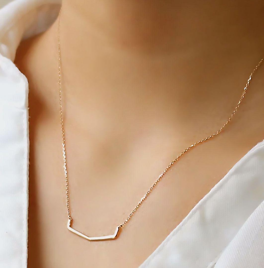 ■Bizoux■K10YGネックレス■ゴールドのバーがハッキリ主張して豪華です★ □ビズー□K10YG□ゴールドバー・ネックレス□バー(写2)が主張し