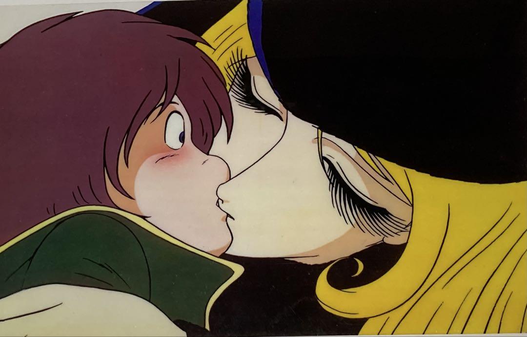 u１５　銀河鉄道999セル画【メーテルと鉄朗キスシーン】背景画付き