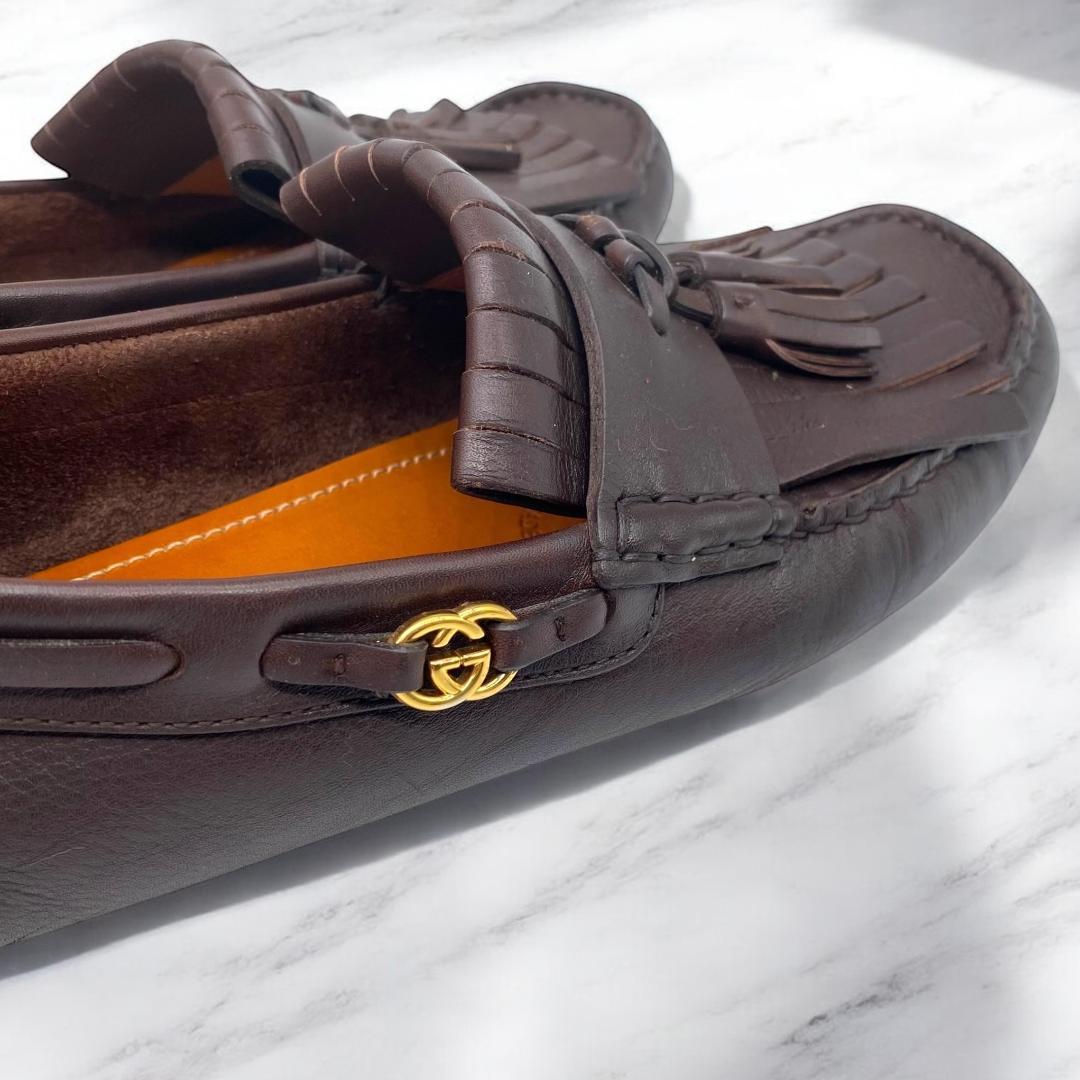 GUCCI インターロッキング　タッセル　ドライビングシューズ　茶 GUCCI インターロッキング タッセル ドライビングシューズ 茶
