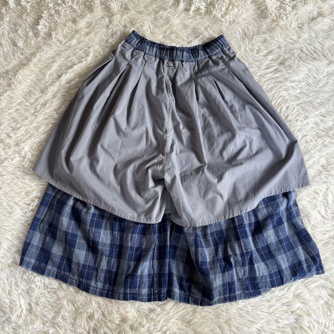 サニークラウズ シャトルノーツ キュロパン チェック ネイビー