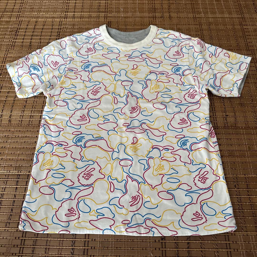 APEE ロゴ入りネオンカモ リバーシブルTシbape大猿フェイスエイプNIGO