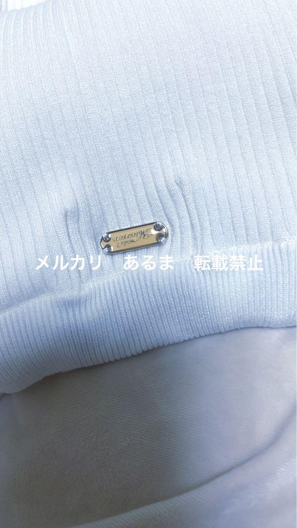 ミシェルマカロン スカーフリボントップス リブニット半袖