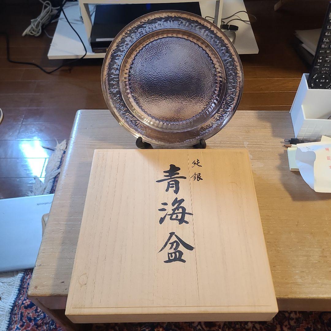 純銀製 丸盆 青海盆 274.2g