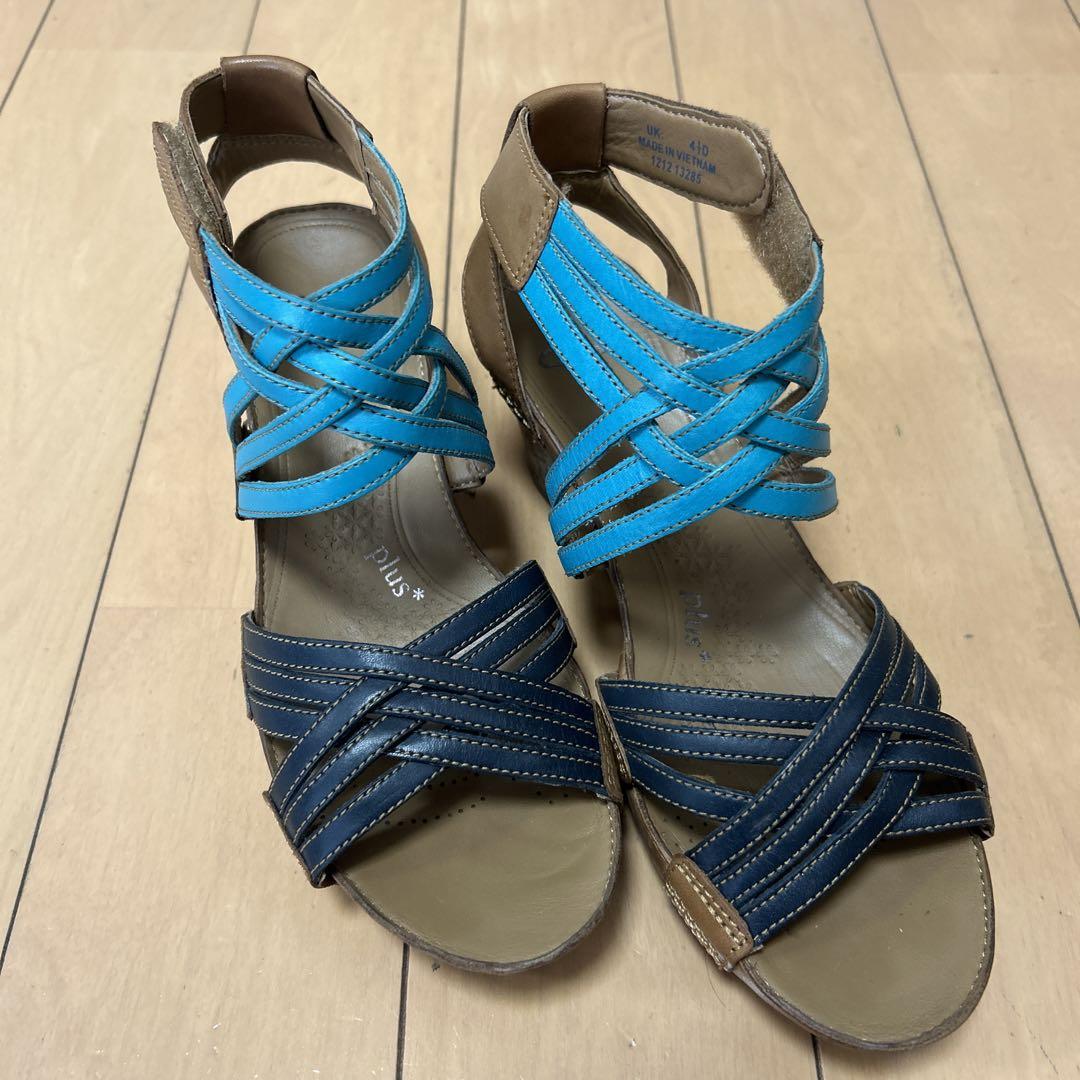 クラークス(Clarks) サンダル ネービー&トルコブルー23.5