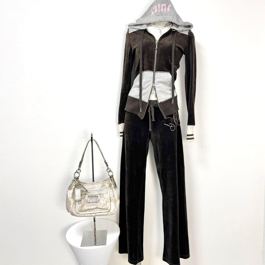 y2k 00s juicy couture ダブルジップ ベロア セットアップS JUICY COUTURE