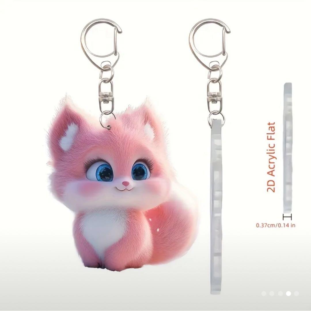 A181 可愛い可愛い ピンクの子猫 アクリル製 キーホルダー 鞄 2D