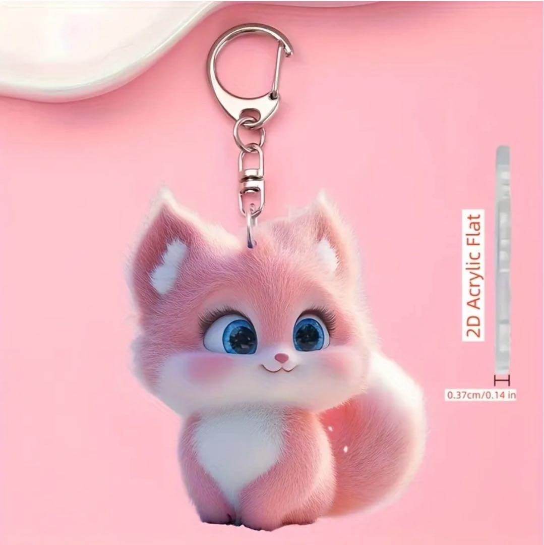 A181 可愛い可愛い ピンクの子猫 アクリル製 キーホルダー 鞄 2D
