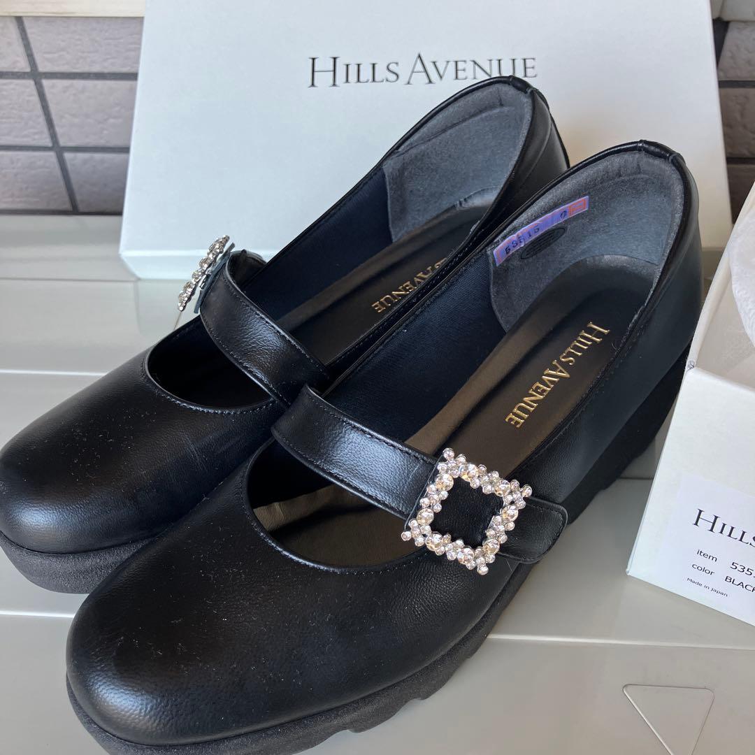 Hills Avenue ブラックパンプス ビジュー付き