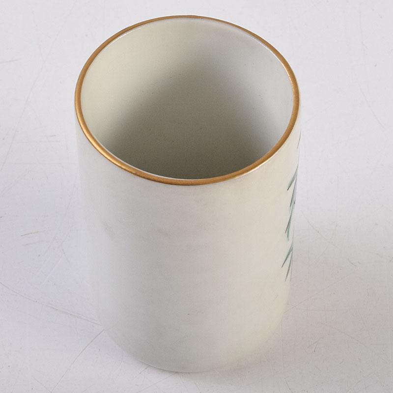 茶道具　渋草焼　渋草柳三作　色絵竹文　茶布筒　共箱　V　8990 茶道具 渋草焼 渋草柳三作 色絵竹文 茶布筒 共箱 V 8990 - メルカリ