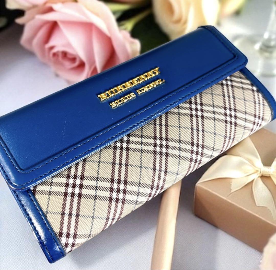 希少 美品 バーバリー ノバチェック 折り財布 長財布 ロングウォレット ロゴ 未使用 バーバリー 長財布 ロングウォレット ノバチェック型押し