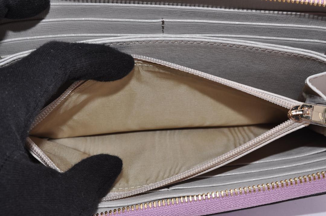 未使用 FURLA フルラ 長財布 レザー 革 パープル 紫 ラウンドジップ