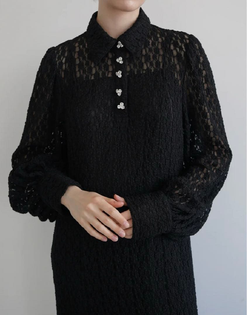acka shirt detail lace one-piece acka shirt detail lace one-piece