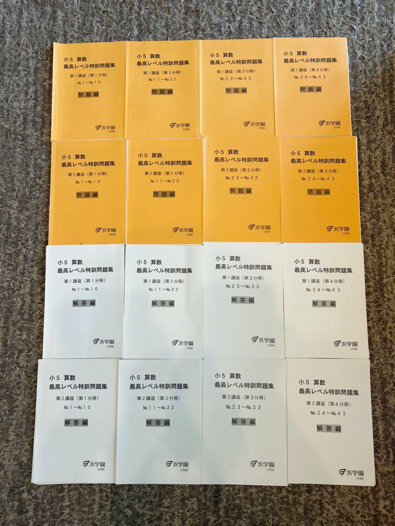 小5 算数 最高レベル特訓問題集 解説集セット 浜学園 小5 算数 最高レベル特訓問題集 フルセット 最レ 2024年度