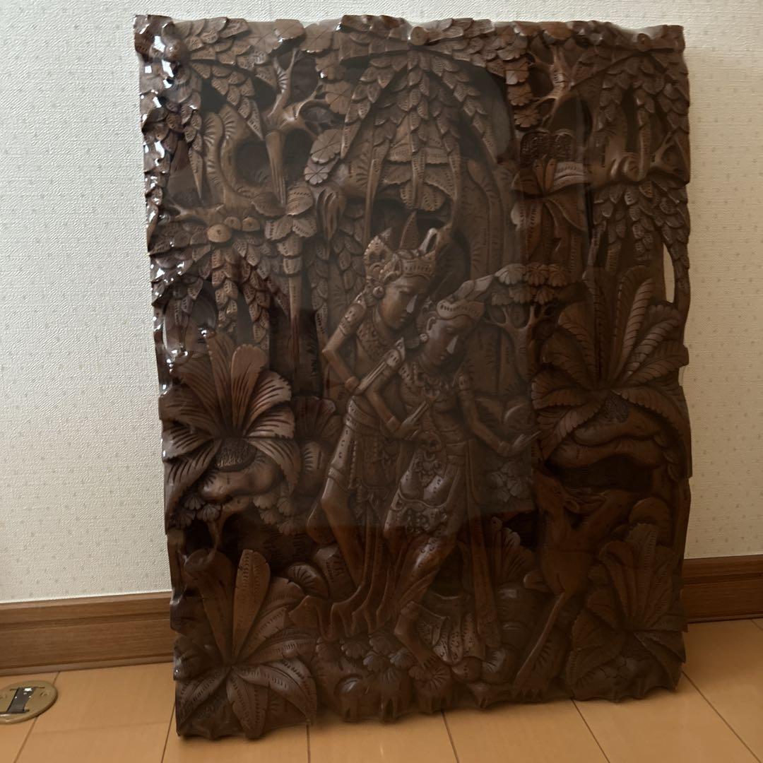 インドネシア バリ島 細工彫刻 木彫り 壁掛けレリーフ - メルカリ