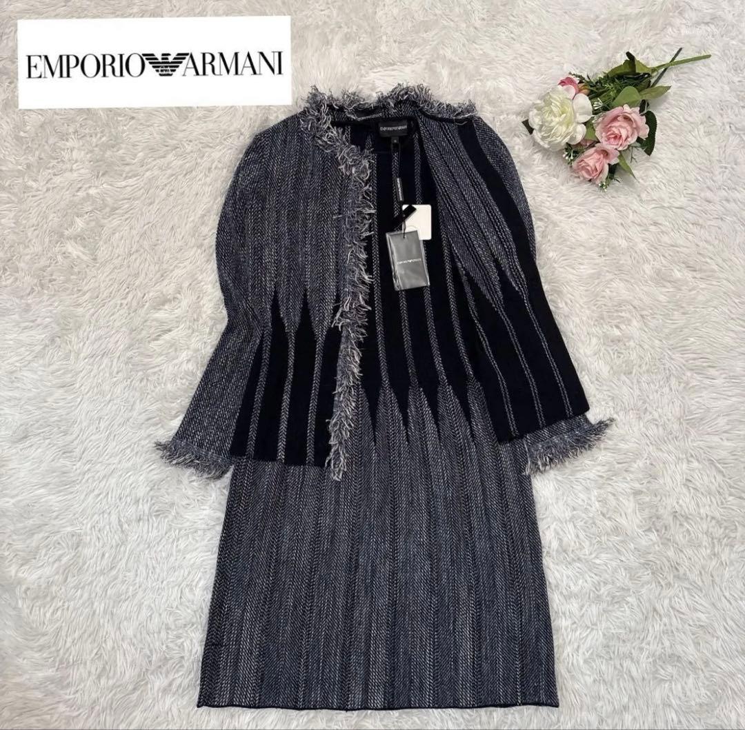 【新品タグ】EMPORIO ARMANI ストライプ ツイードセットアップ S