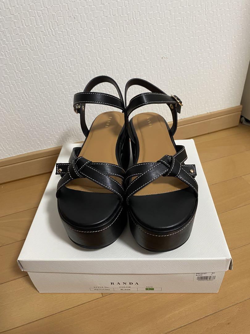 RANDA ステッチリボン 厚底 サンダル ブラック Lサイズ - メルカリ