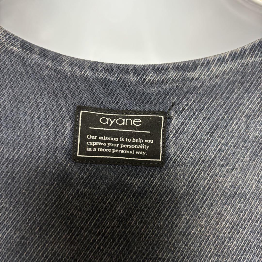 ayane アヤン【美品】ノーカラーテンセルデニムシャツ　ネイビー ayane アヤン【美品】ノーカラーテンセルデニムシャツ ネイビー