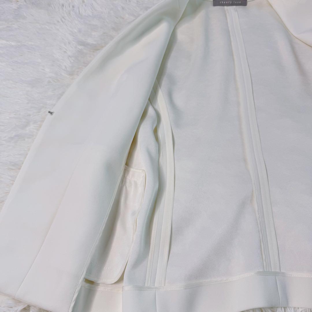 ■美品■セオリー リュクス ノーカラージャケット サイズ38 白