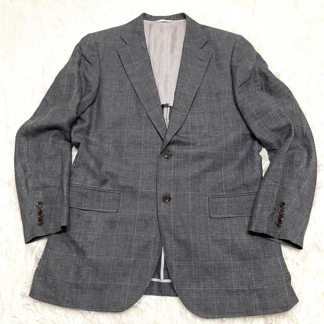 3A03_美品 希少 AB7 ゼニア リネン×シルク テーラードジャケット 格安