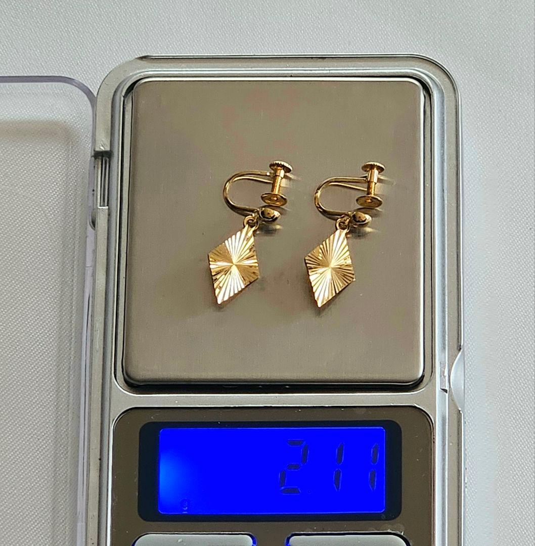 k18 イヤリング ひし形 ダイヤ型 ゴールド 18金