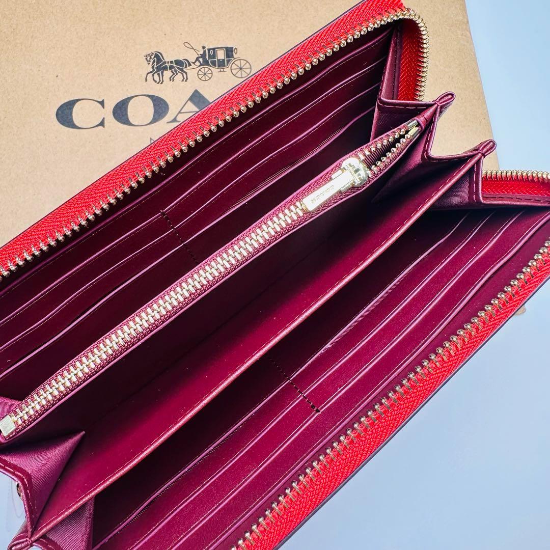 人気のCOACHレディース長財布　コーチ長財布　レッド色