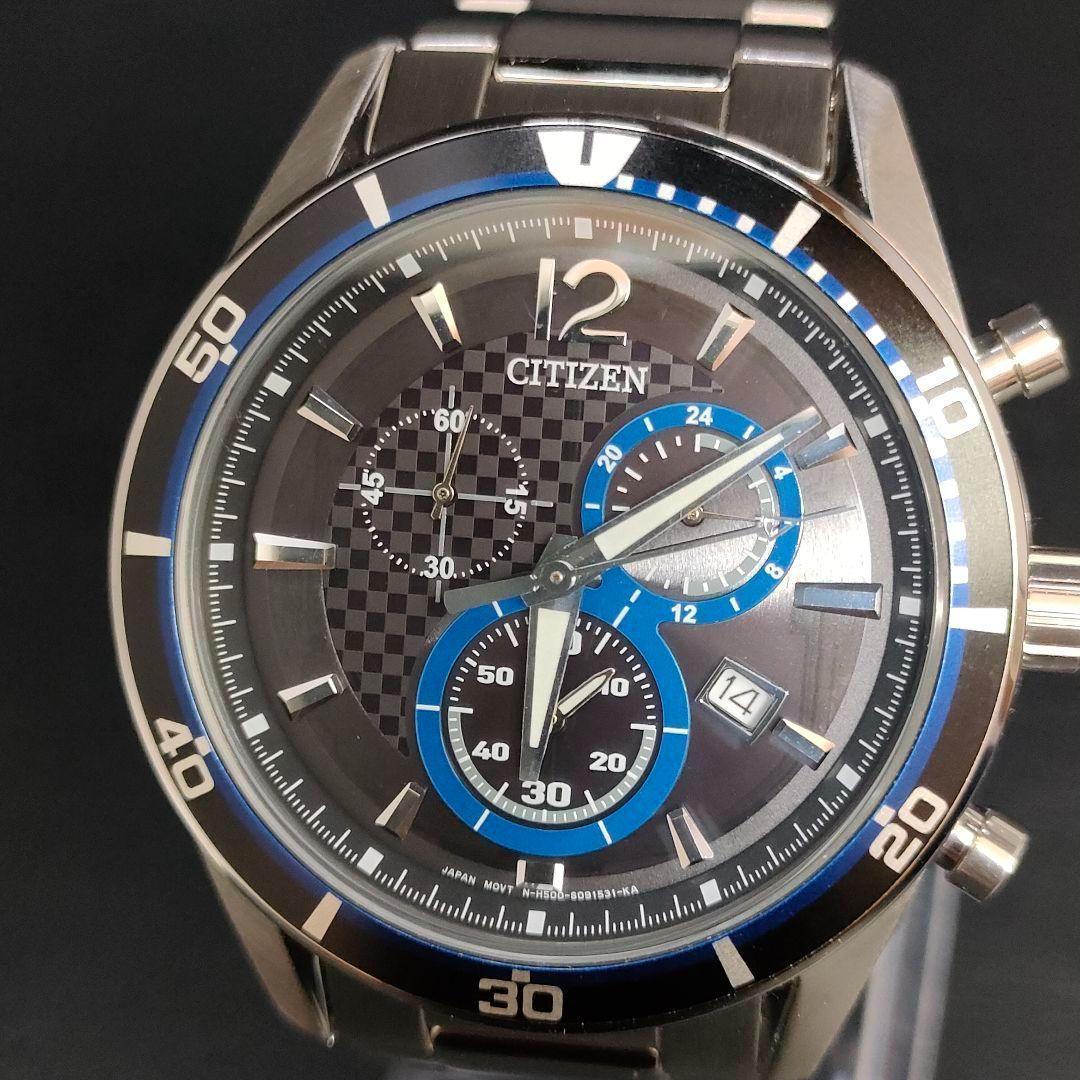極美品　CITIZEN　シチズン　H500　ブラック　シルバー　ソーラー　メンズ