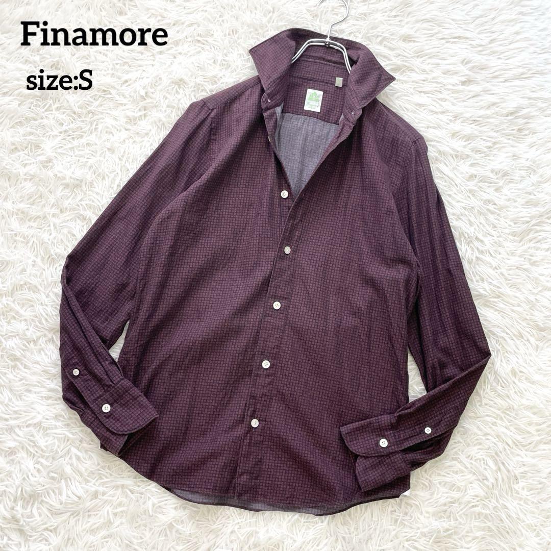 Finamore フィナモレ 長袖シャツ コットン ボルドー S
