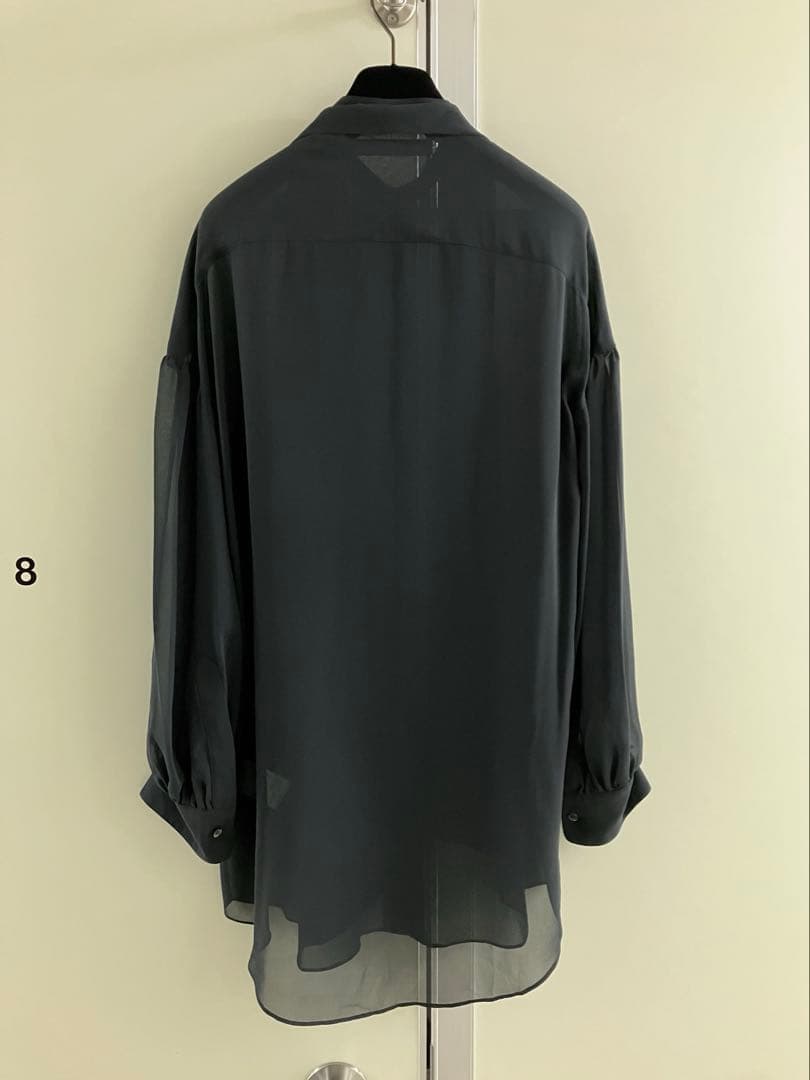 【rokh】moss-GREEN sheer tie neck shirt 【rokh】moss-GREEN sheer tie neck shirt