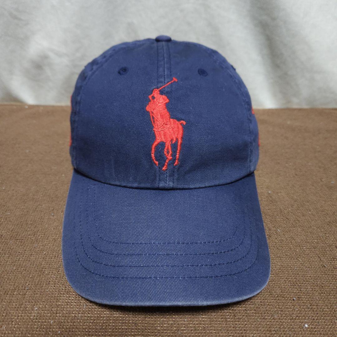 ポロ POLO ラルフローレン キャップ 紺 ネイビー ポニー 古着