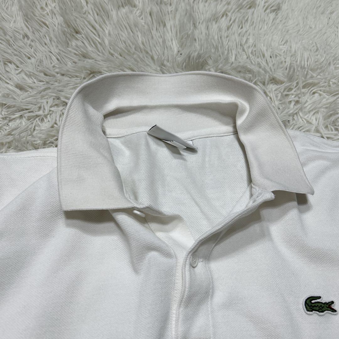 LACOSTE ラコステ　ワンポイントロゴ　デカロゴ　半袖ポロシャツ　白　L