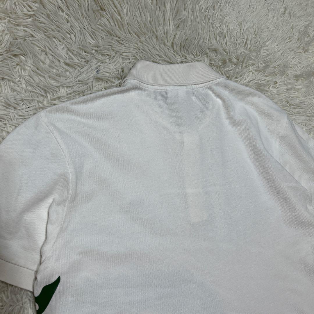 LACOSTE ラコステ　ワンポイントロゴ　デカロゴ　半袖ポロシャツ　白　L