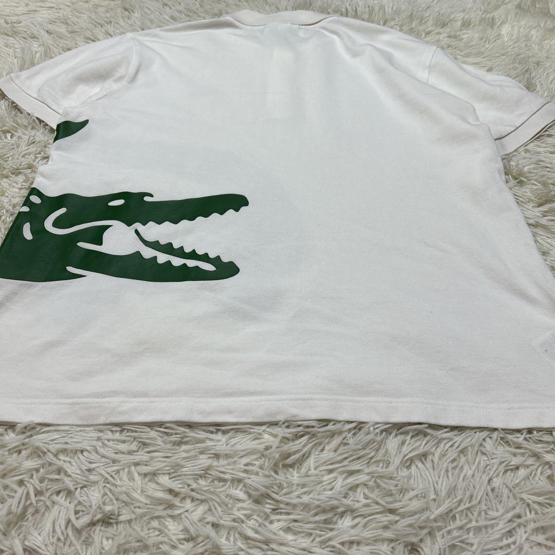 LACOSTE ラコステ　ワンポイントロゴ　デカロゴ　半袖ポロシャツ　白　L