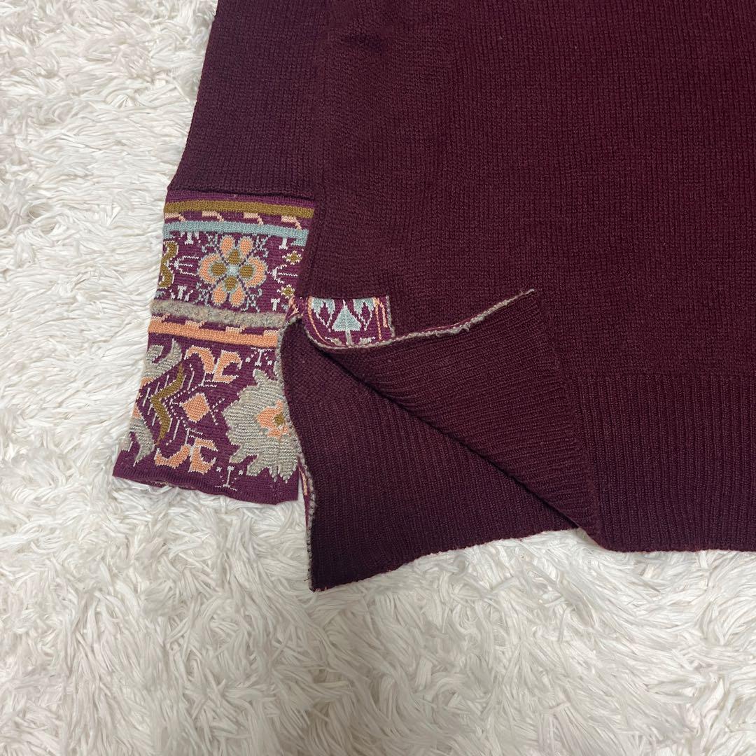 ETRO ボルドー シルク ニット セーター カシミヤ 柄 L