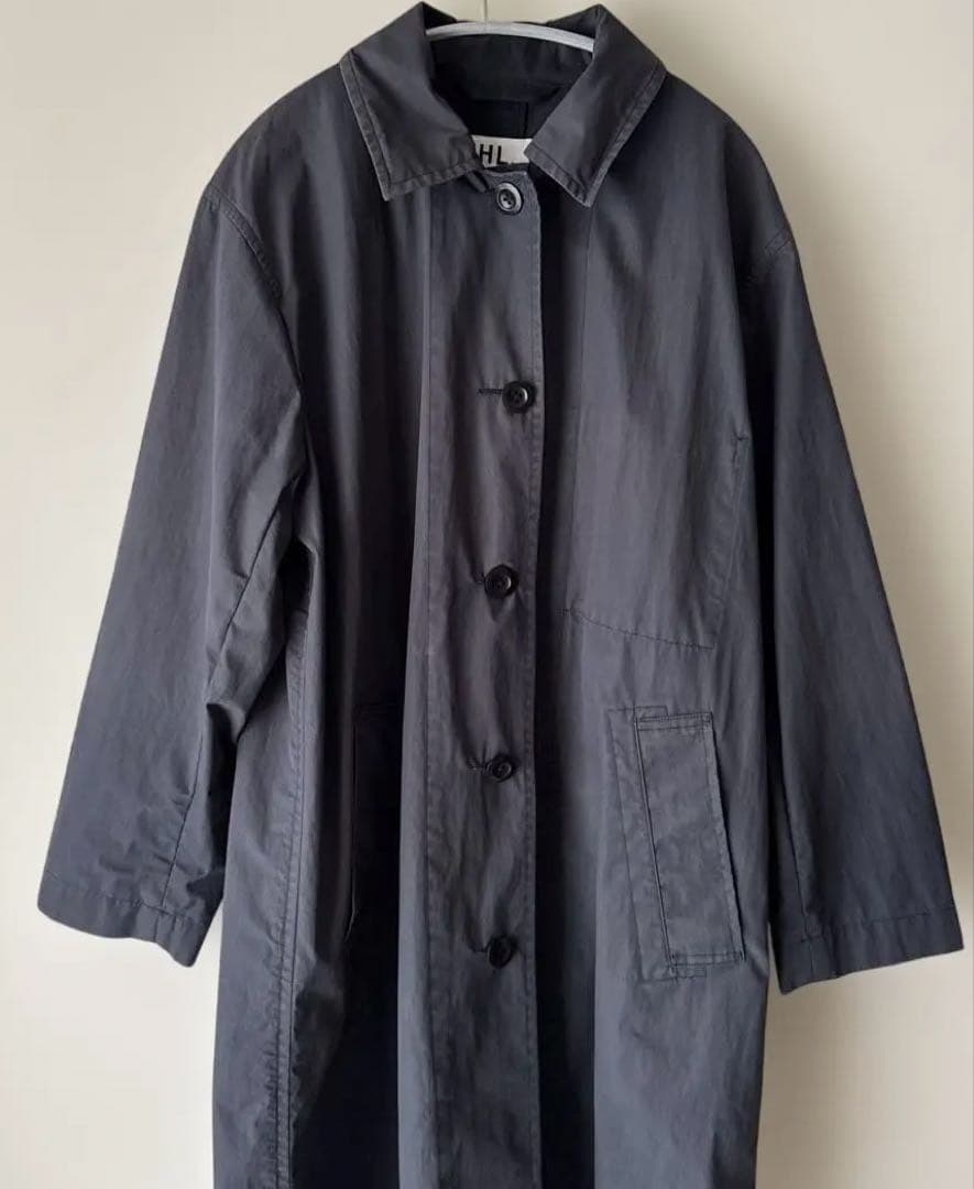 MHL.ネイビー　ステンカラーコート　サイズI