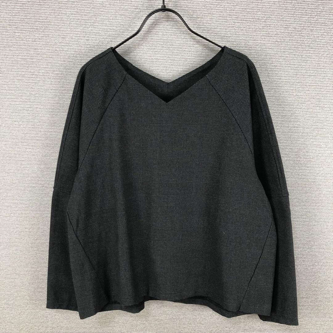 国産品 BEARDSLEY グレー F チェックプルオーバー トップス