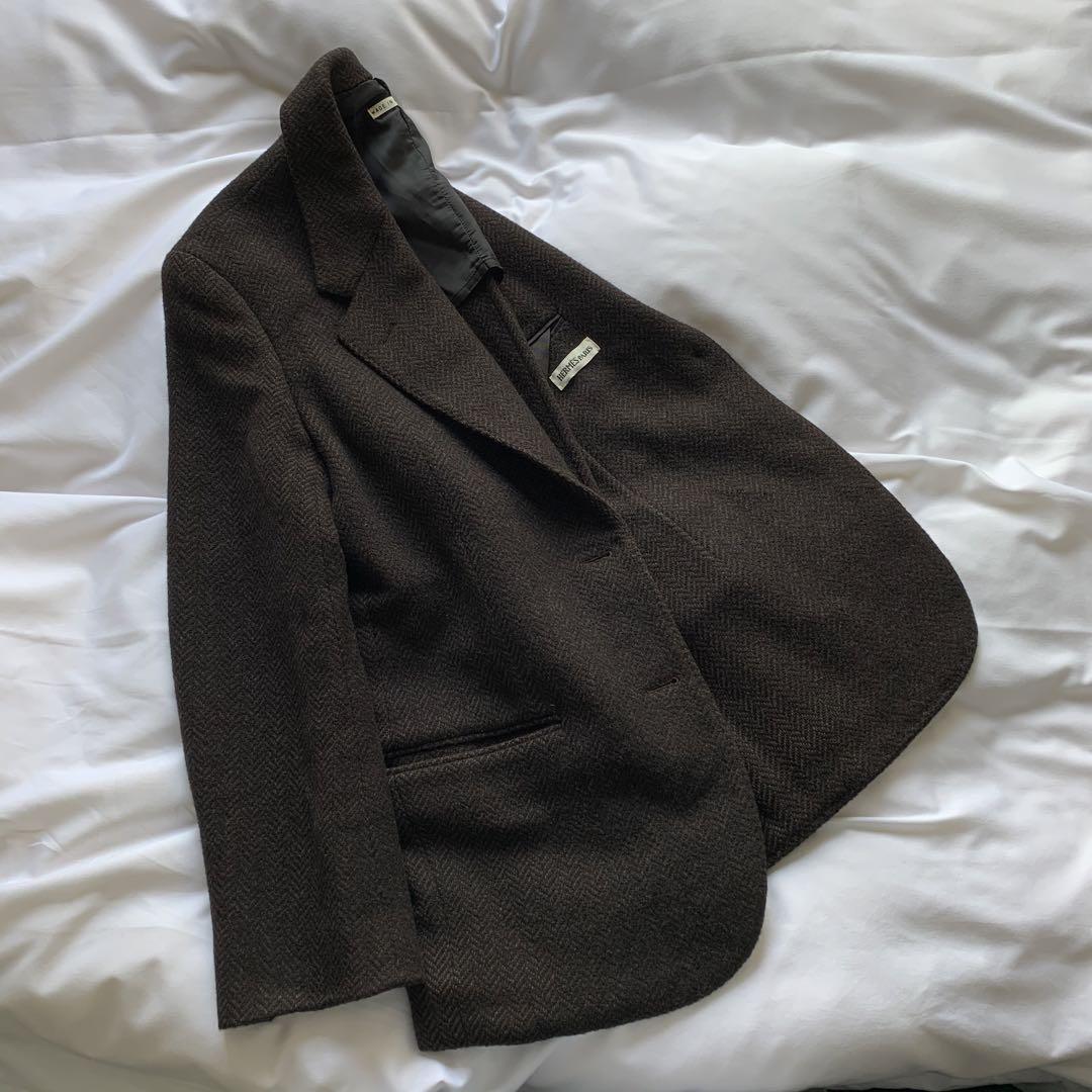 HERMES エルメス マルジェラ期 カシミヤテーラードジャケット 茶 黒 美品 画像11