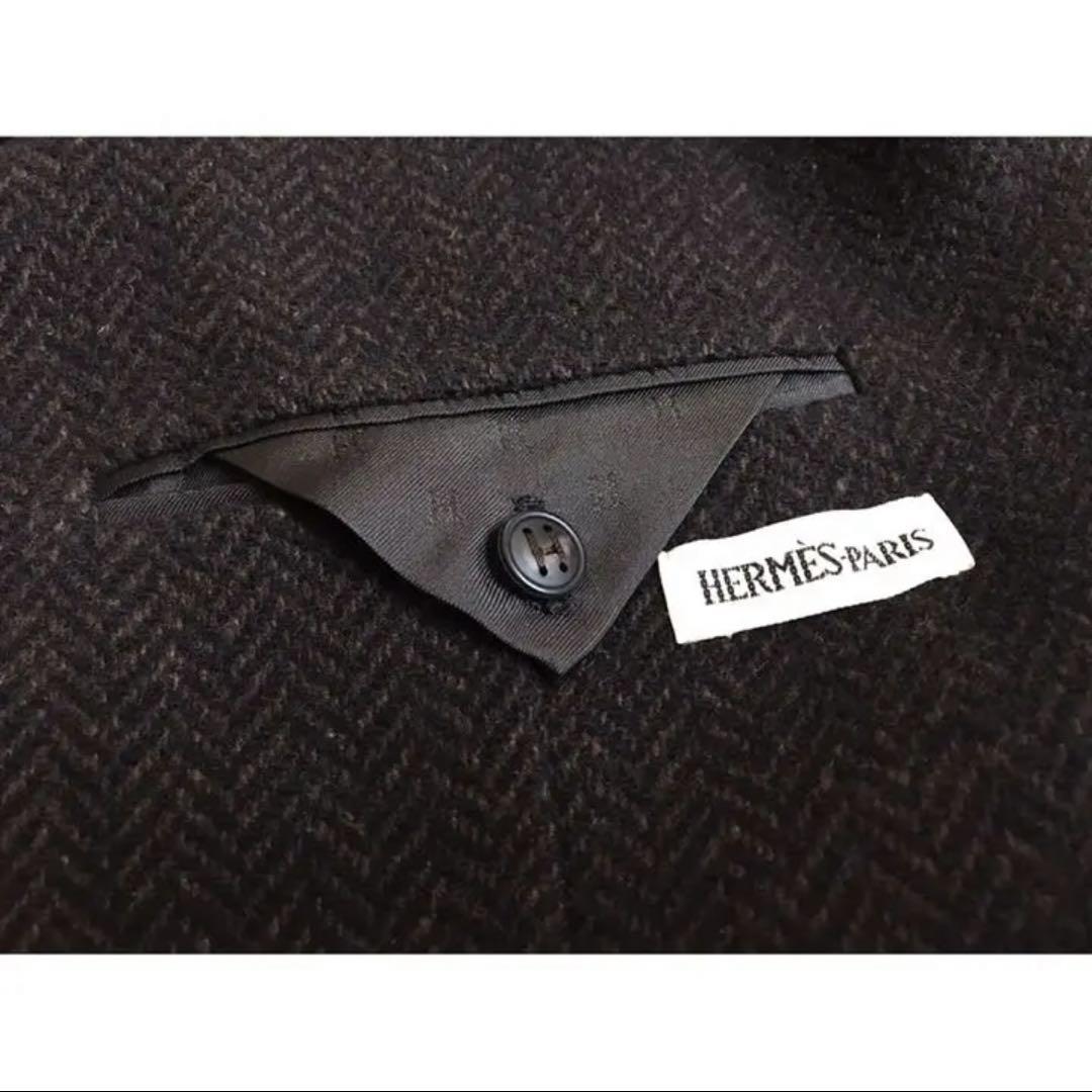 HERMES エルメス マルジェラ期 カシミヤテーラードジャケット 茶 黒 美品 画像3