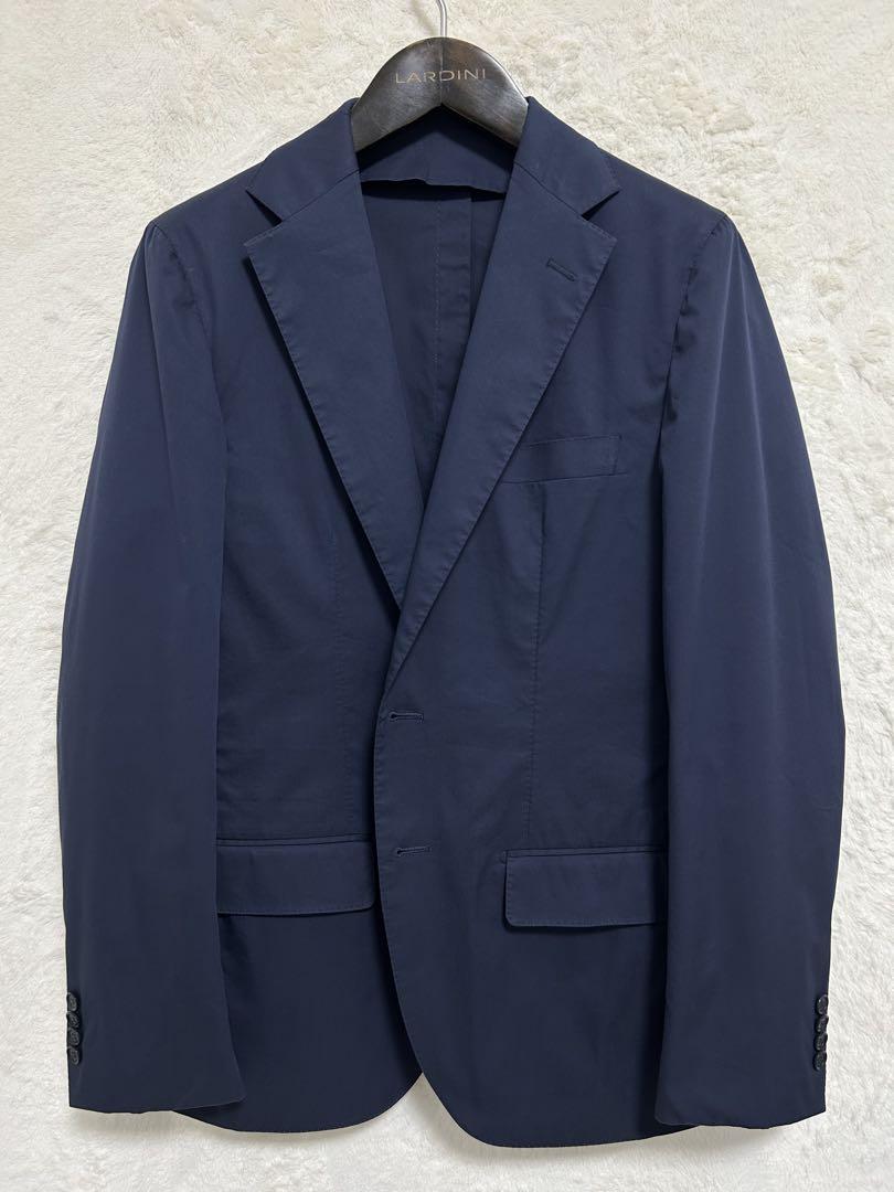 【美品】春夏物 トゥモローランド メンズ 綿+ストレッチ スーツ 48 L 紺