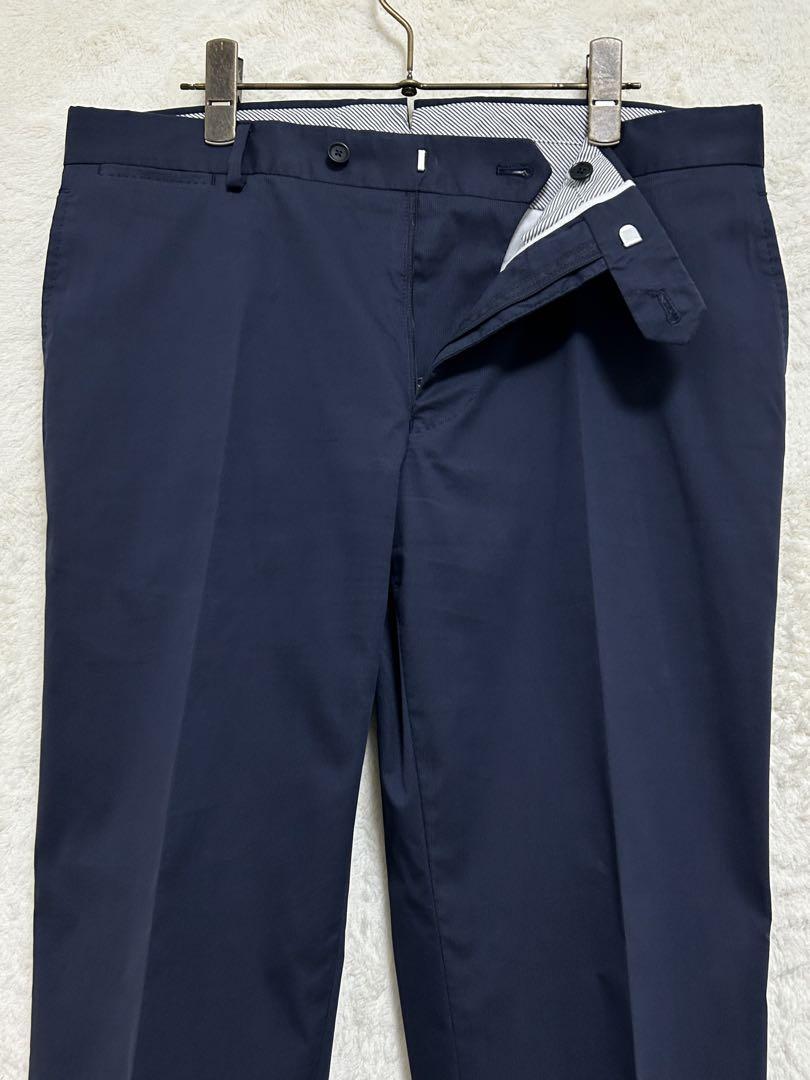 【美品】春夏物 トゥモローランド メンズ 綿+ストレッチ スーツ 48 L 紺