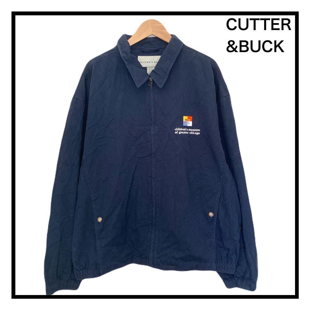 CUTTER BUCK ゴルフジャケット コットン ロゴ 刺繍 ネイビー 長袖