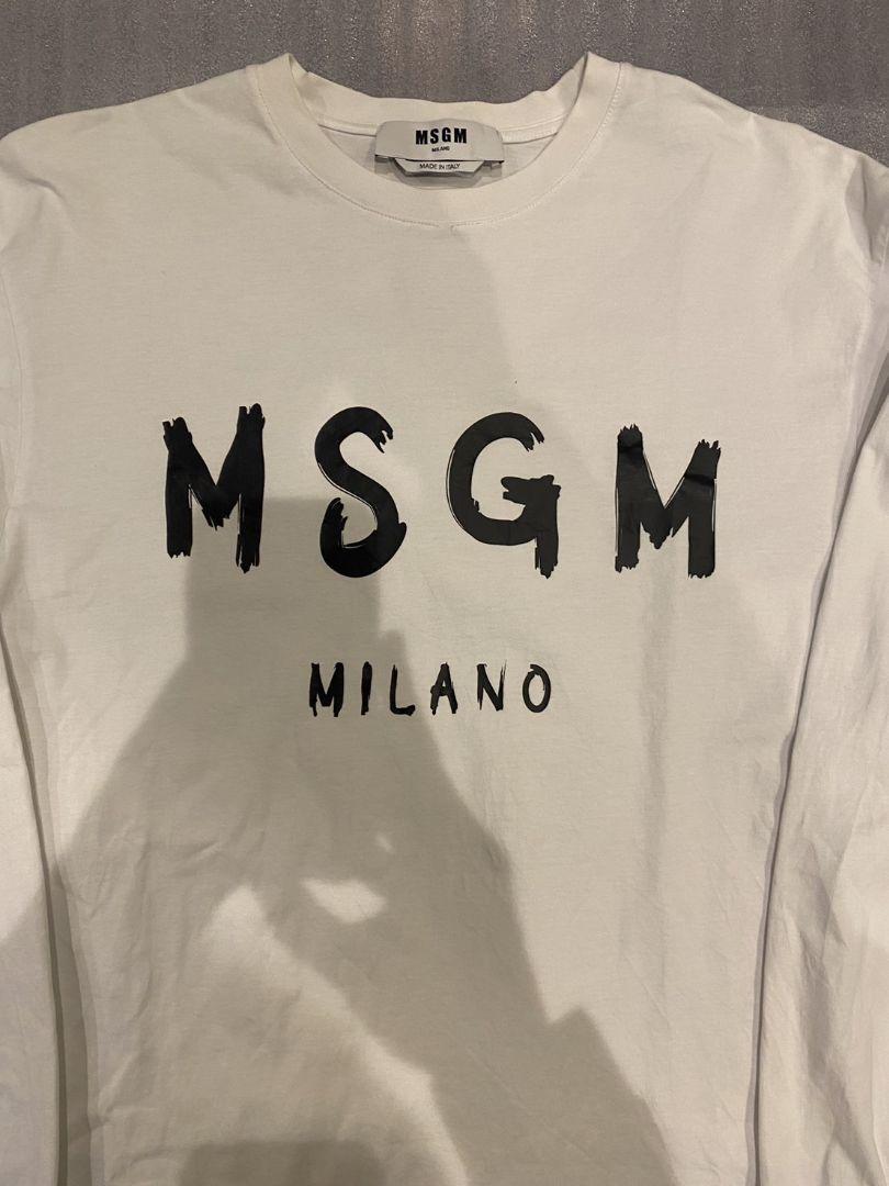 MSGM 白ロンＴ長袖カットソー　ホワイト　ロゴプリント　Sサイズ