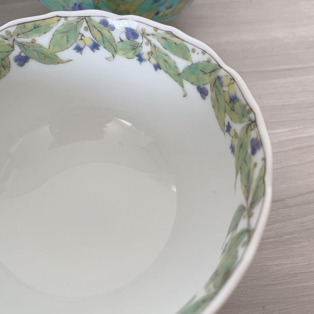 【箱入り】前畑陶器 庫山窯 紫草花 小鉢揃 中鉢 5個セット 色絵 染付