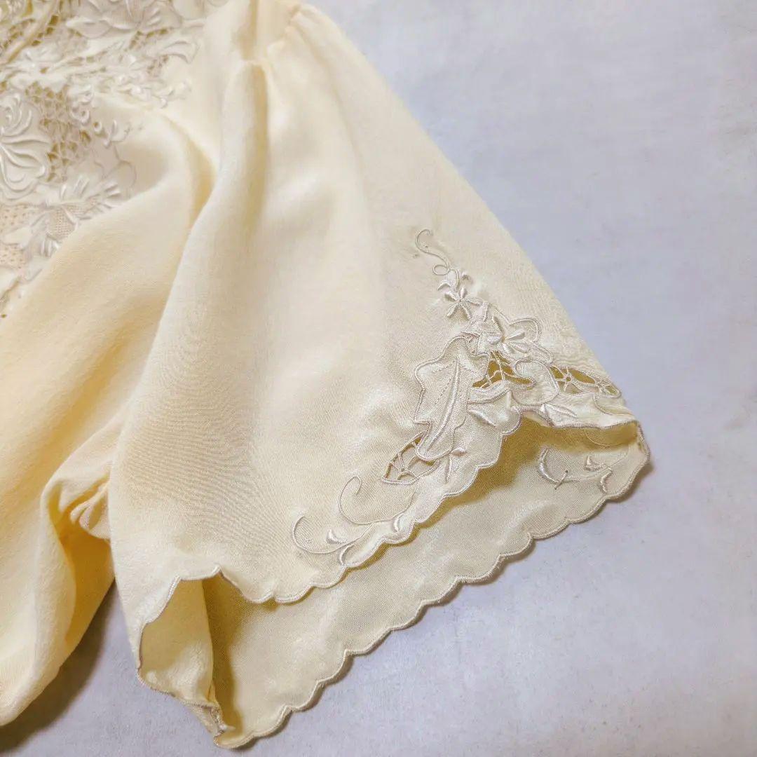 希少✨中華 仙頭系 刺繍 半袖ブラウス シルク絹 サイズ40 マオカラー