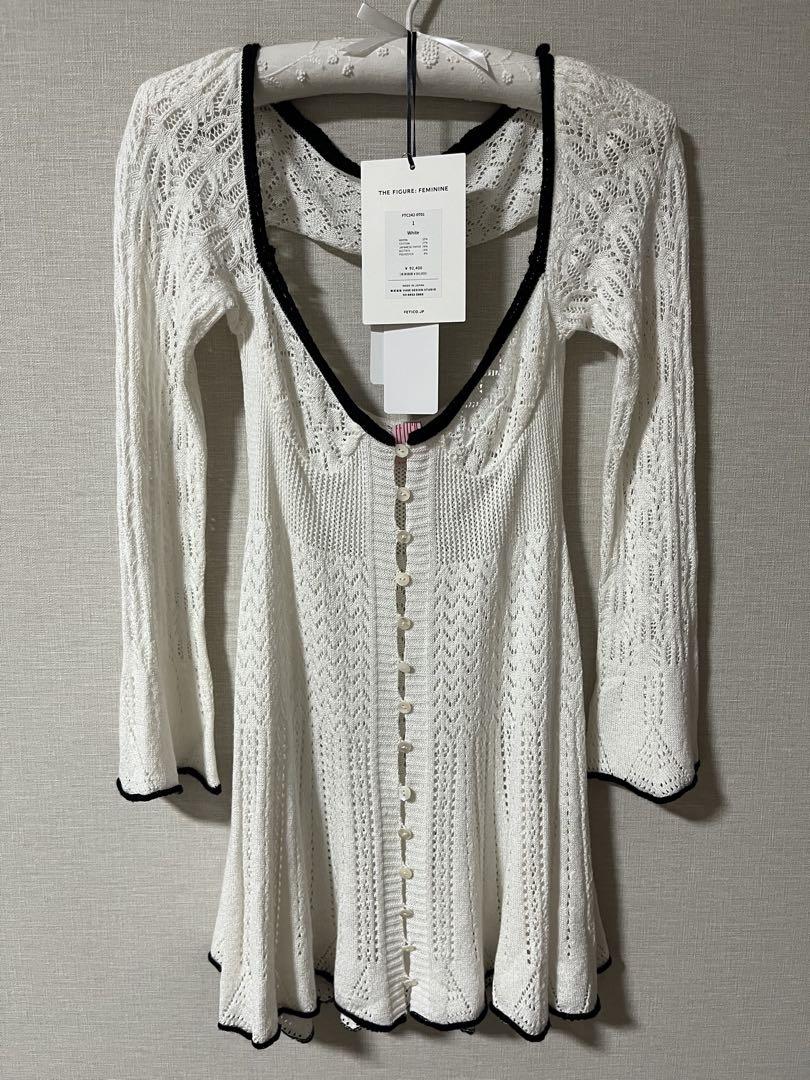 美品　FETICO LACE KNIT MINI DRESS ホワイト　サイズ1