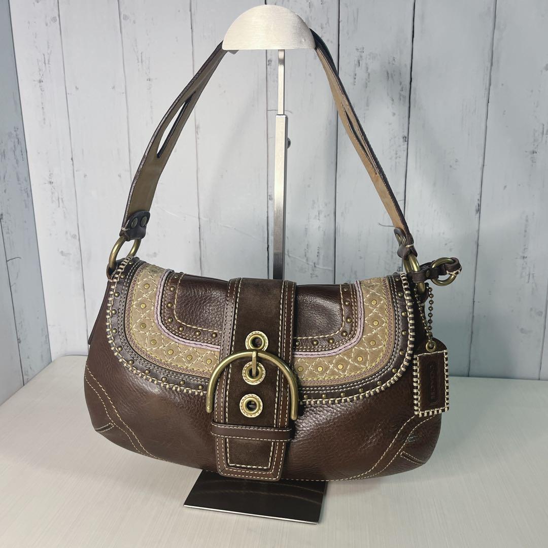 【希少】COACH コーチ ショルダーバッグ ソーホー フラップ 編込み レザー コーチ/ショルダーバッグ/ソーホーレザーフラップホーボー